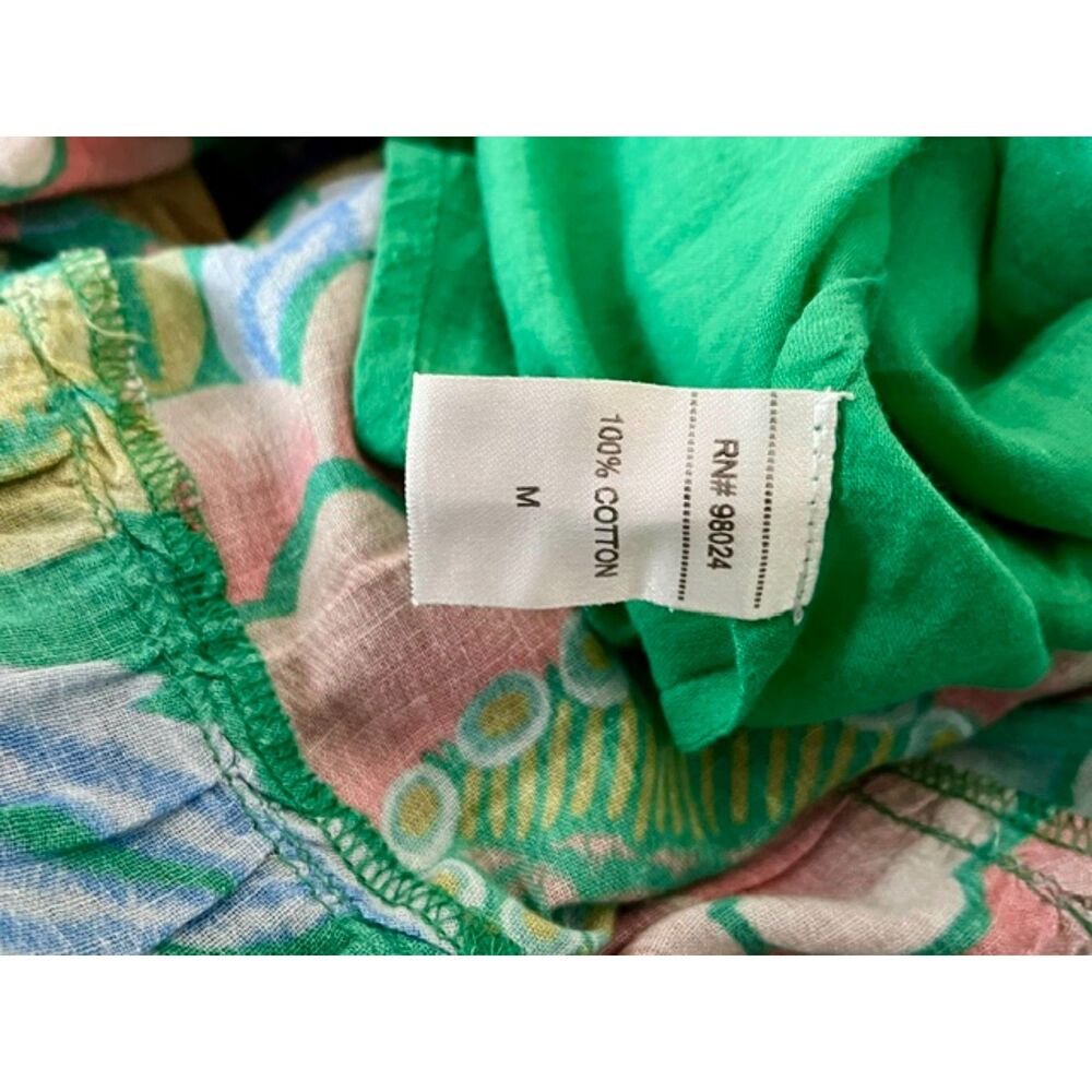 SZ M Love The Label Anthropologie Sleeveless Maxi Dress Green Floral Print - Picture 9 of 11
